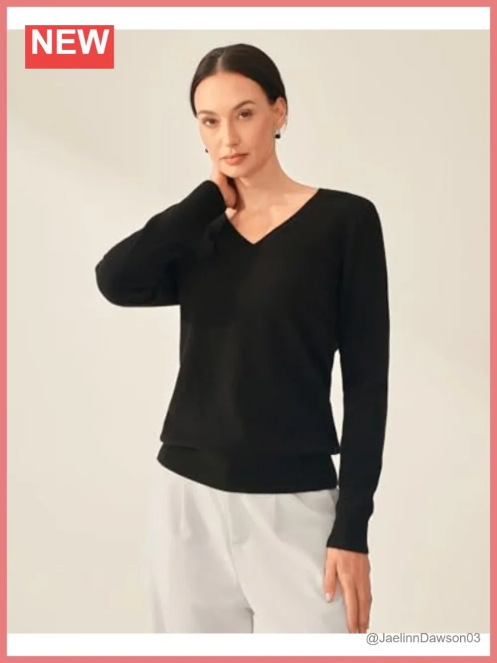100% Pure Cashmere V-Neck Pullover Sweater Long Sleeve